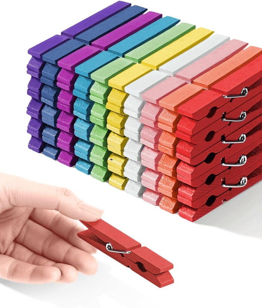 Clothes Pins Mini Clothespins Colored - Pink Wooden Small Clothespins for Photos Pictures Crafts Colorful Wood Clothing Line Clip Chip Clips Decorative Color Pin for Clothes Photo Decoration - 40 PACK