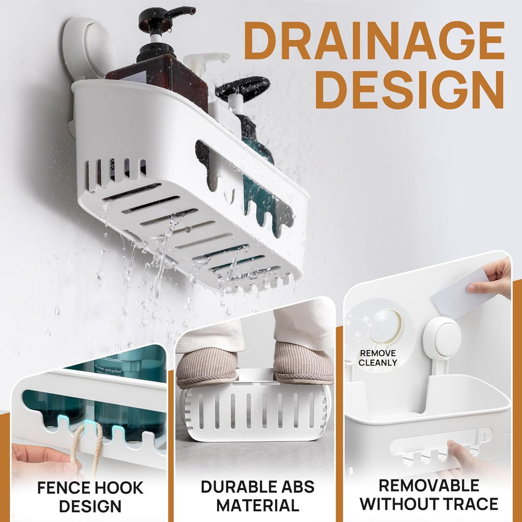 TAILI Shower Caddy Suction Cup No-Drilling Removable Shower Basket Powerful Heavy Duty Caddy Suction Cup Waterproof Caddy Organizer for Bathroom & Kitchen Nice-Shower Caddy