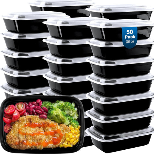 Meal Prep Containers Reusable 50 Pack - 28 Oz Food Storage Containers with Lids, to Go Food Containers Bpa-Free, to Go Containers with Lids Microwave, Dishwasher, Freezer Safe