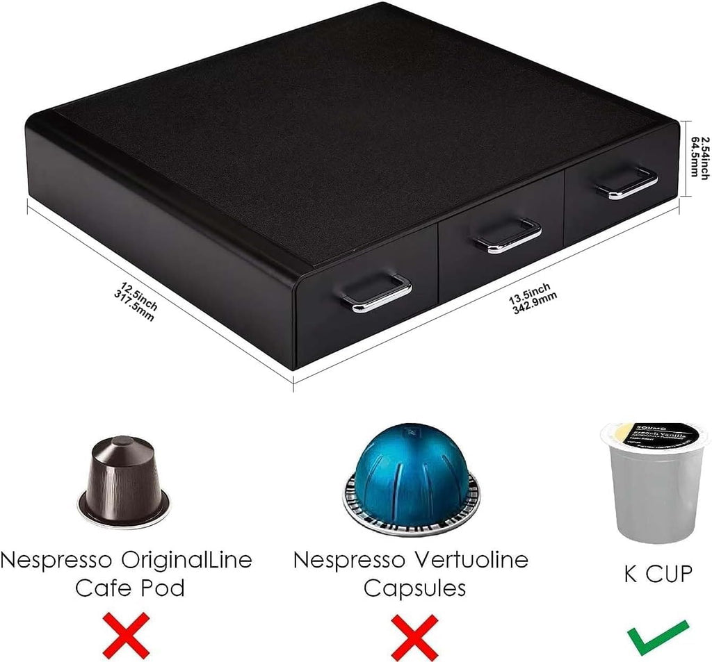 Coffee Pod Storage Drawer for K-Cup Pods, 36 Pod Capacity, Black