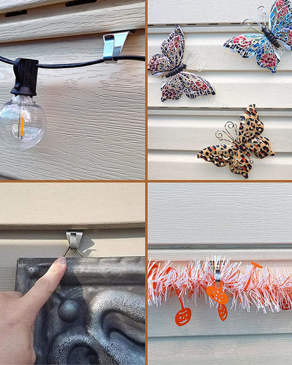 Vinyl Siding Hooks Hanger (10 Pack) | Vinyl Siding Hooks for Hanging Outdoor Deck Decor, No Drill Vinyl Siding Clips for Hanging outside Home or Holiday Decor (Sliver)