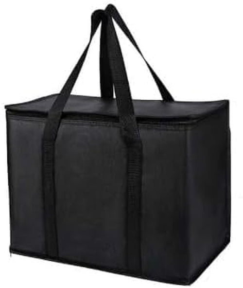 2 Pack Xl Insulated Grocery Shopping Bags,Reusable Bags,Strudy Zipper,Collapsible,Tote,Cooler,For Men,For Women,For Instacart,Camping,Recycled Material, (Black,2)