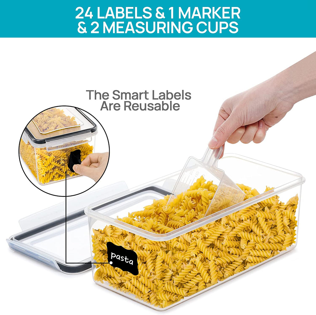 4PCS Set 3.2L Airtight Food Storage Containers with Lids, Plastic Spaghetti Container for Pasta, BPA Free Air Tight House Kitchen Pantry Organization