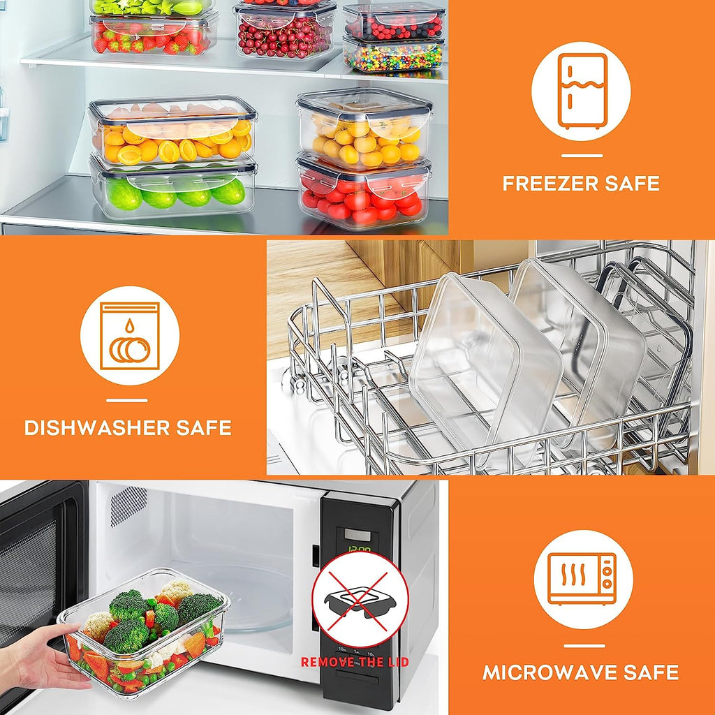 40 PCS Food Storage Containers with Lids Airtight, Plastic Storage Meal Prep Container-Stackable 100% Leakproof & Microwave Safe Organization and Storage Sets, Lunch Containers