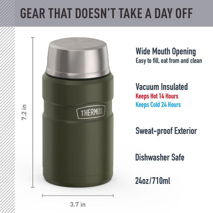 Stainless King Vacuum-Insulated Food Jar, 24 Ounce, Army Green