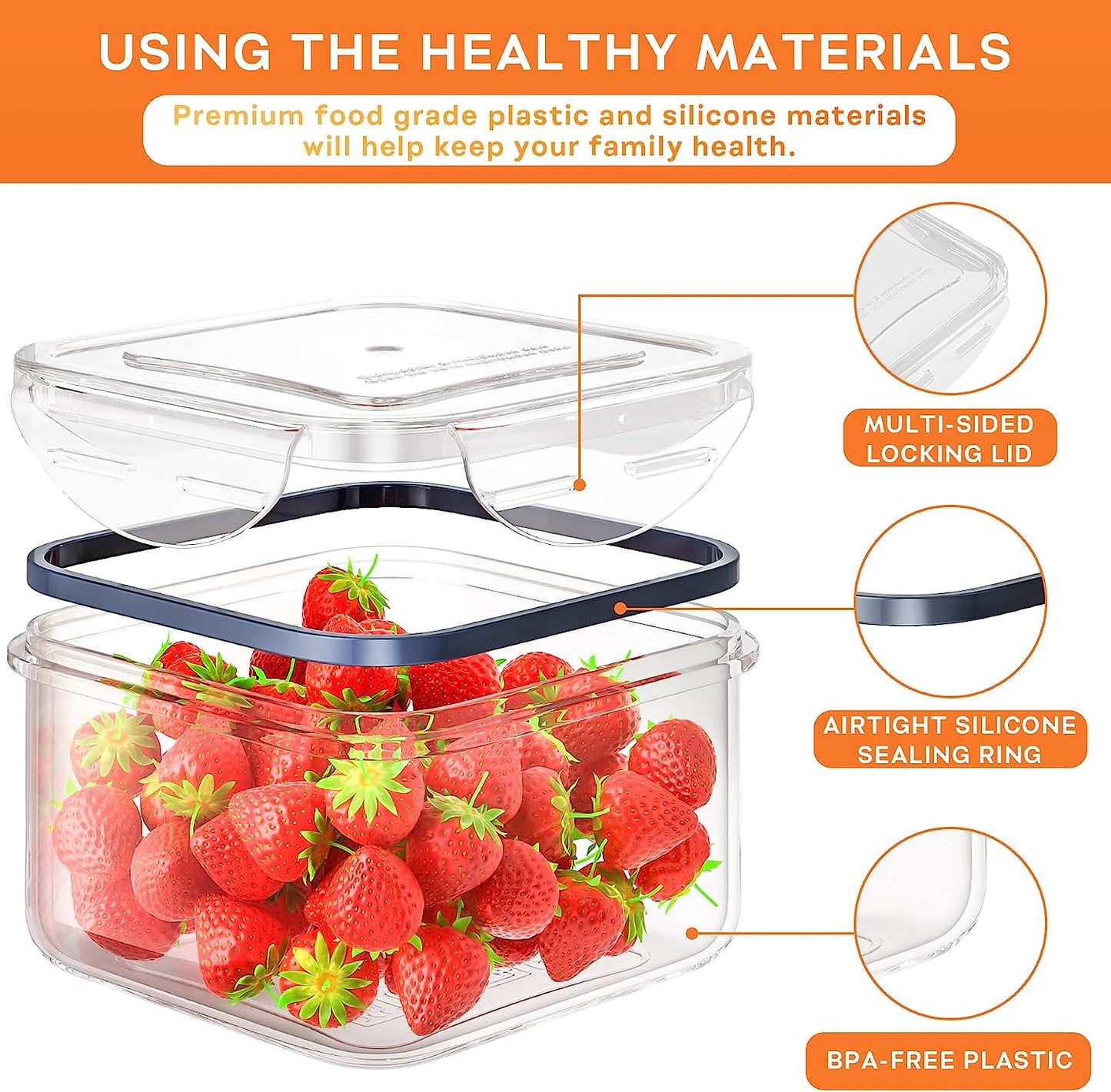 40 PCS Food Storage Containers with Lids Airtight, Plastic Storage Meal Prep Container-Stackable 100% Leakproof & Microwave Safe Organization and Storage Sets, Lunch Containers