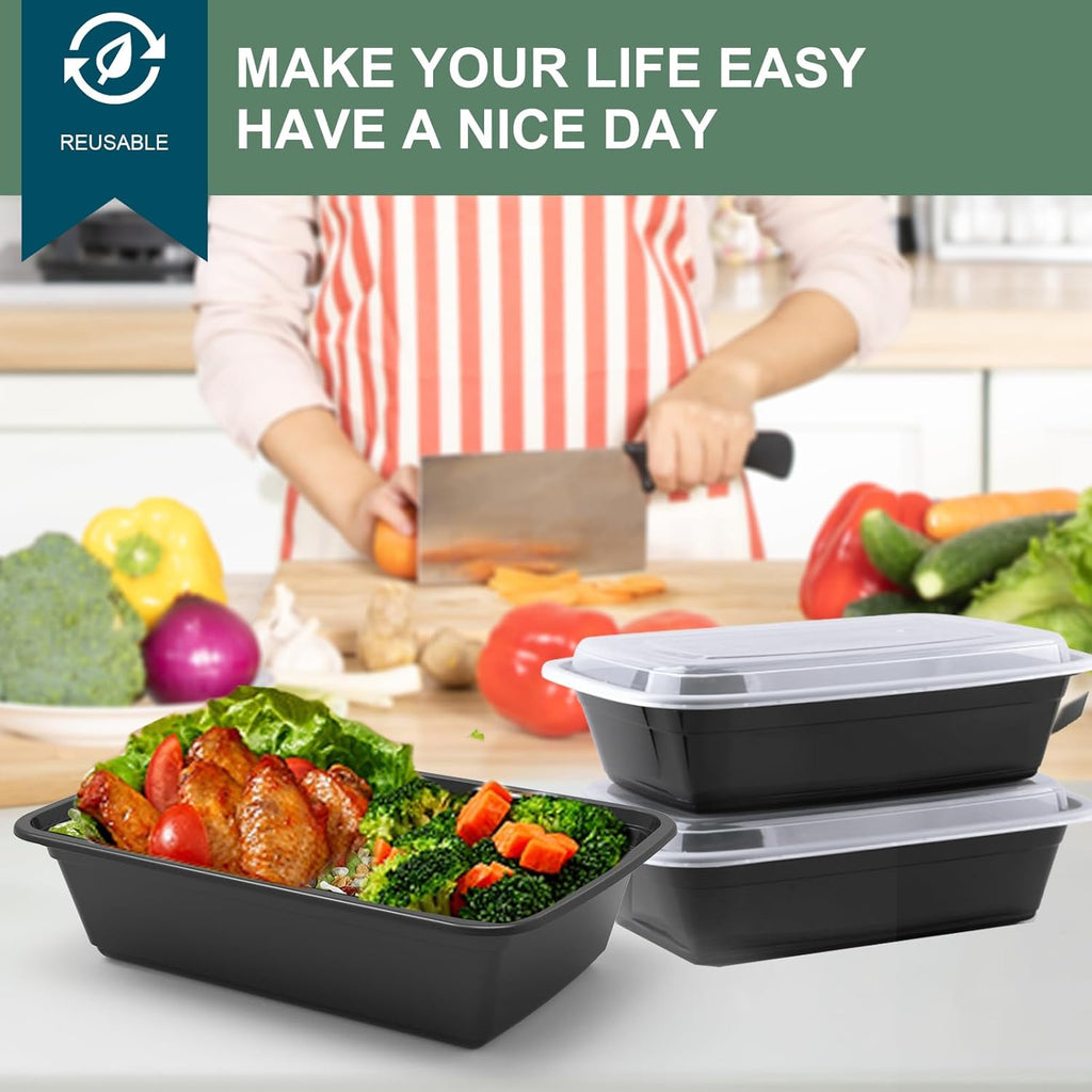 Meal Prep Containers Reusable 50 Pack - 28 Oz Food Storage Containers with Lids, to Go Food Containers Bpa-Free, to Go Containers with Lids Microwave, Dishwasher, Freezer Safe