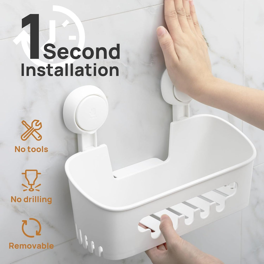 TAILI Shower Caddy Suction Cup No-Drilling Removable Shower Basket Powerful Heavy Duty Caddy Suction Cup Waterproof Caddy Organizer for Bathroom & Kitchen Nice-Shower Caddy