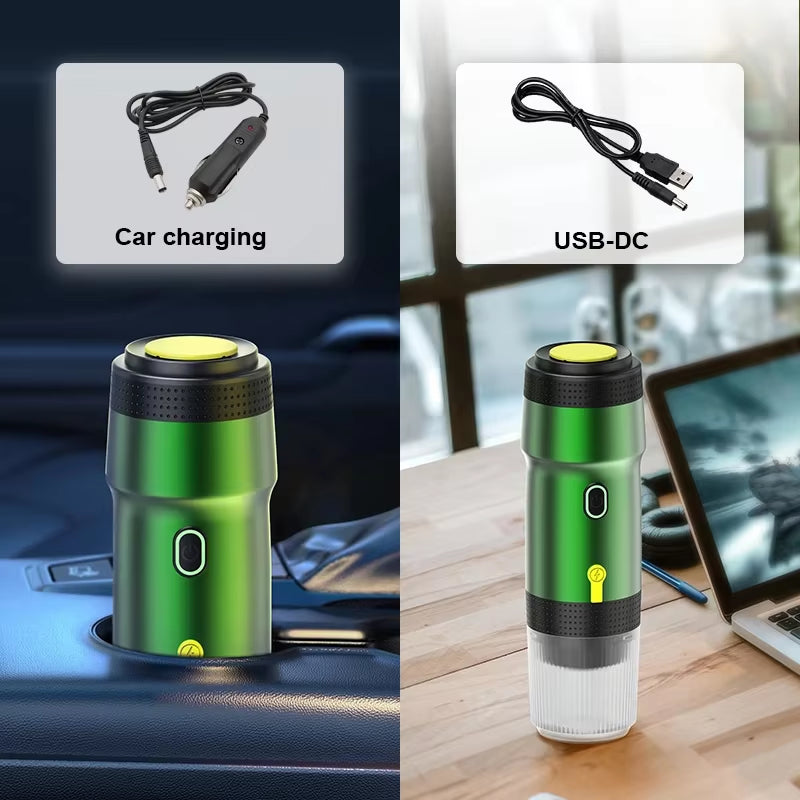 Foombthe Electric Portable Coffee Machine Italian Espresso Machine for Car & Home 3-In-1 Capsule Powder Travel Coffee Maker