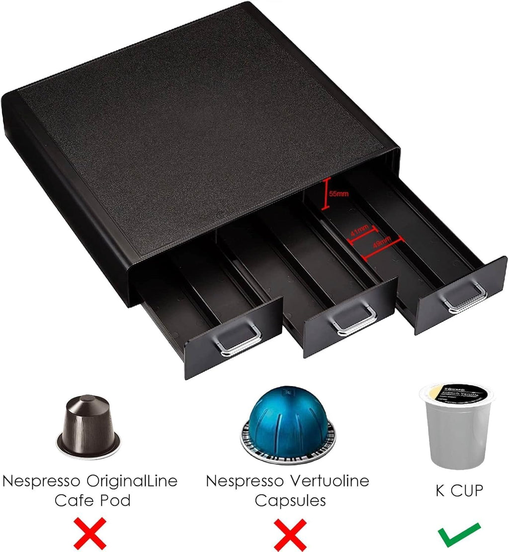 Coffee Pod Storage Drawer for K-Cup Pods, 36 Pod Capacity, Black
