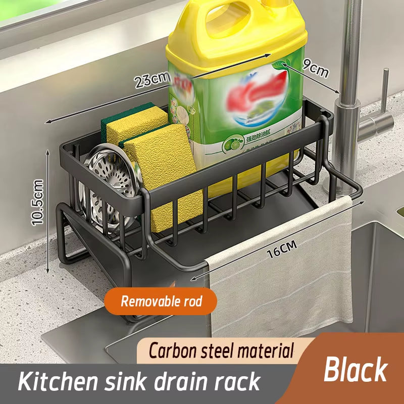 Kitchen Sponge Holder Stainless Steel Sink Drain Rack Soap Drainer Towel Rack Shelf Organizer Bathroom Storage Accessories