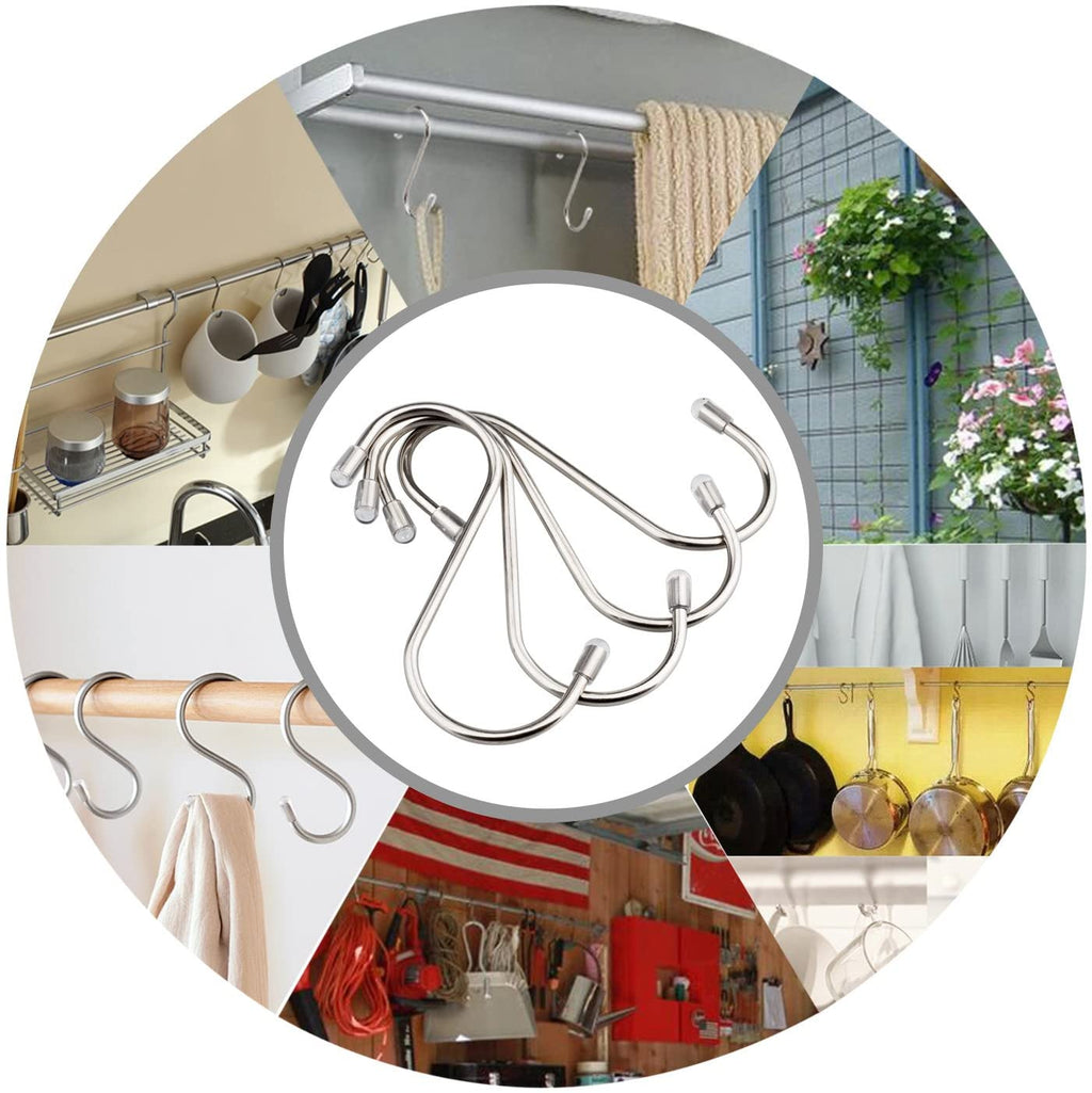 20 Pack 3.4" S Shaped Hooks Stainless Steel Metal Hangers Hanging Hooks for Kitchen, Work Shop, Bathroom, Garden