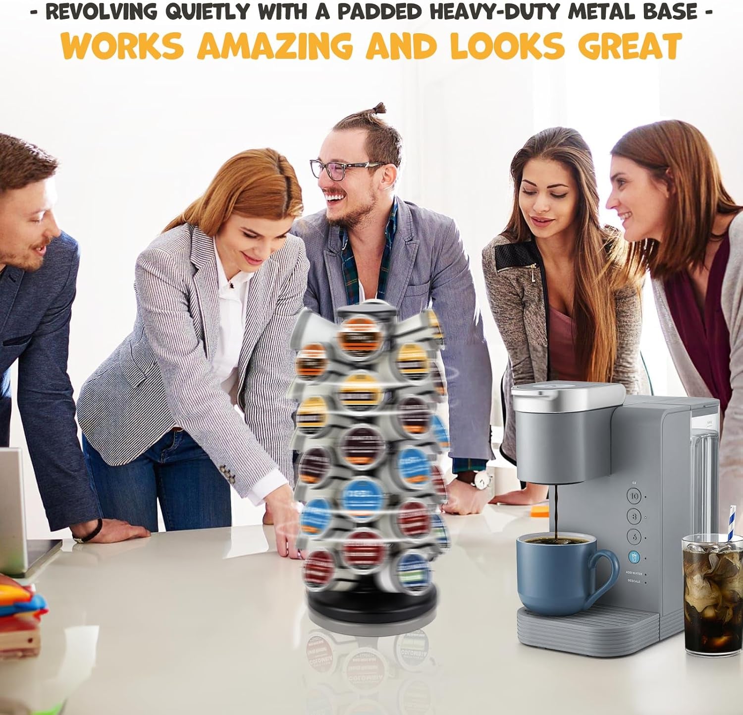 K-40 Cup Carousel,Coffee Pod Holder Carousel Holds 40 Single Cup Coffee Pods in Matte Black (Capacity of 40 Pods)