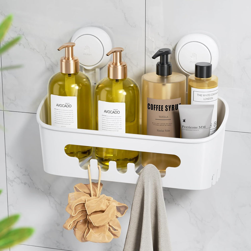 TAILI Shower Caddy Suction Cup No-Drilling Removable Shower Basket Powerful Heavy Duty Caddy Suction Cup Waterproof Caddy Organizer for Bathroom & Kitchen Nice-Shower Caddy
