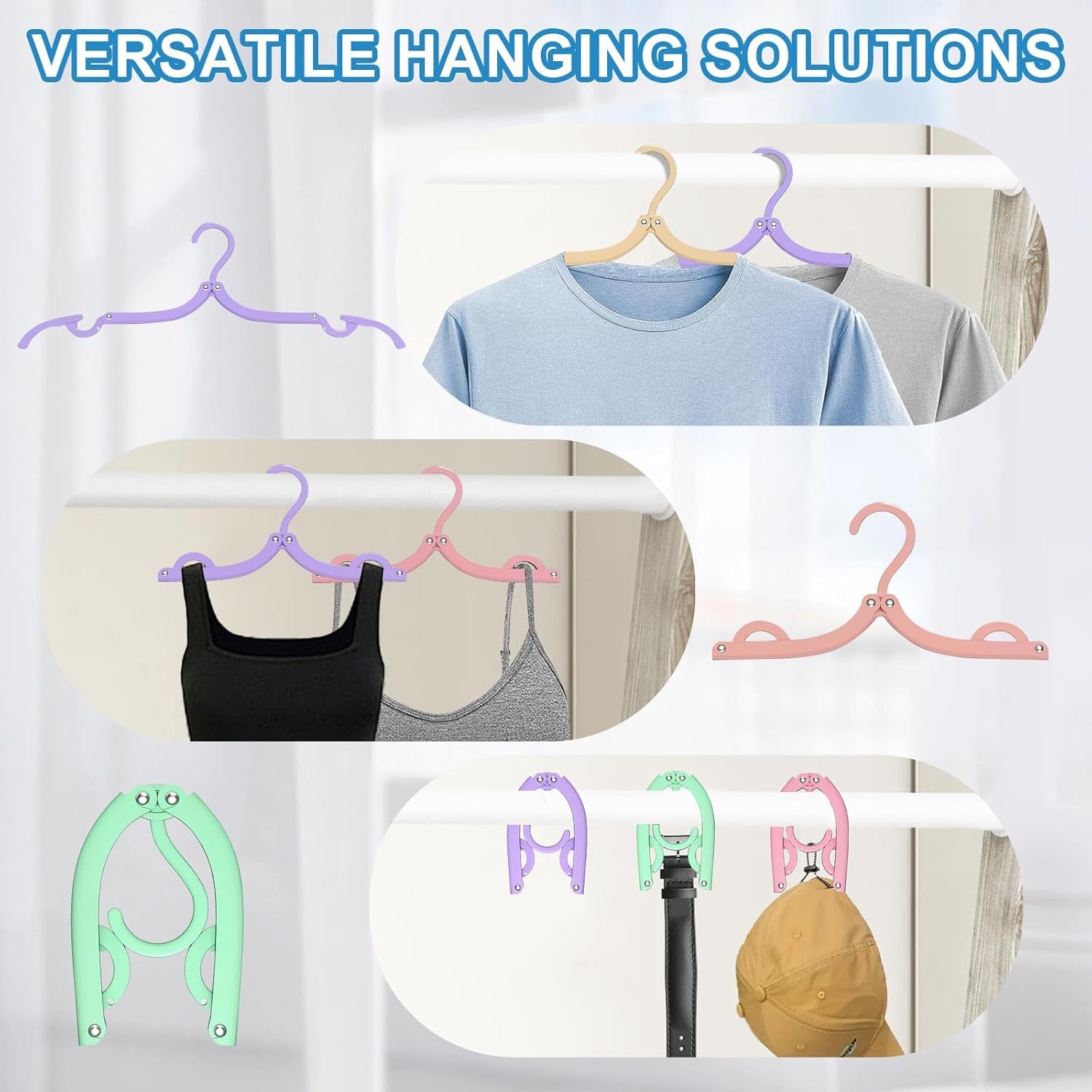 Neele 10PCS Portable Folding Clothes Hangers Foldable Clothes Drying Rack for Travel