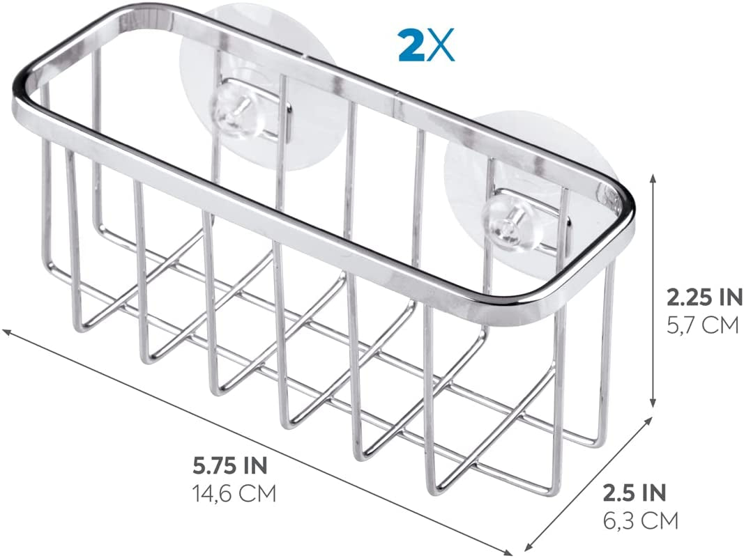 Gia Sink Caddy, Stainless Steel Dish Sponge Holder, Essential Kitchen Sink Organiser, Silver
