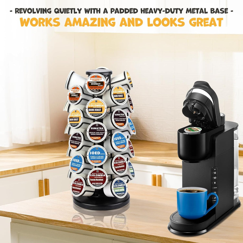 K-40 Cup Carousel,Coffee Pod Holder Carousel Holds 40 Single Cup Coffee Pods in Matte Black (Capacity of 40 Pods)