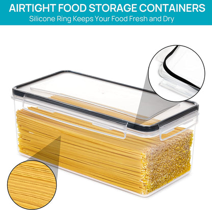 4PCS Set 3.2L Airtight Food Storage Containers with Lids, Plastic Spaghetti Container for Pasta, BPA Free Air Tight House Kitchen Pantry Organization