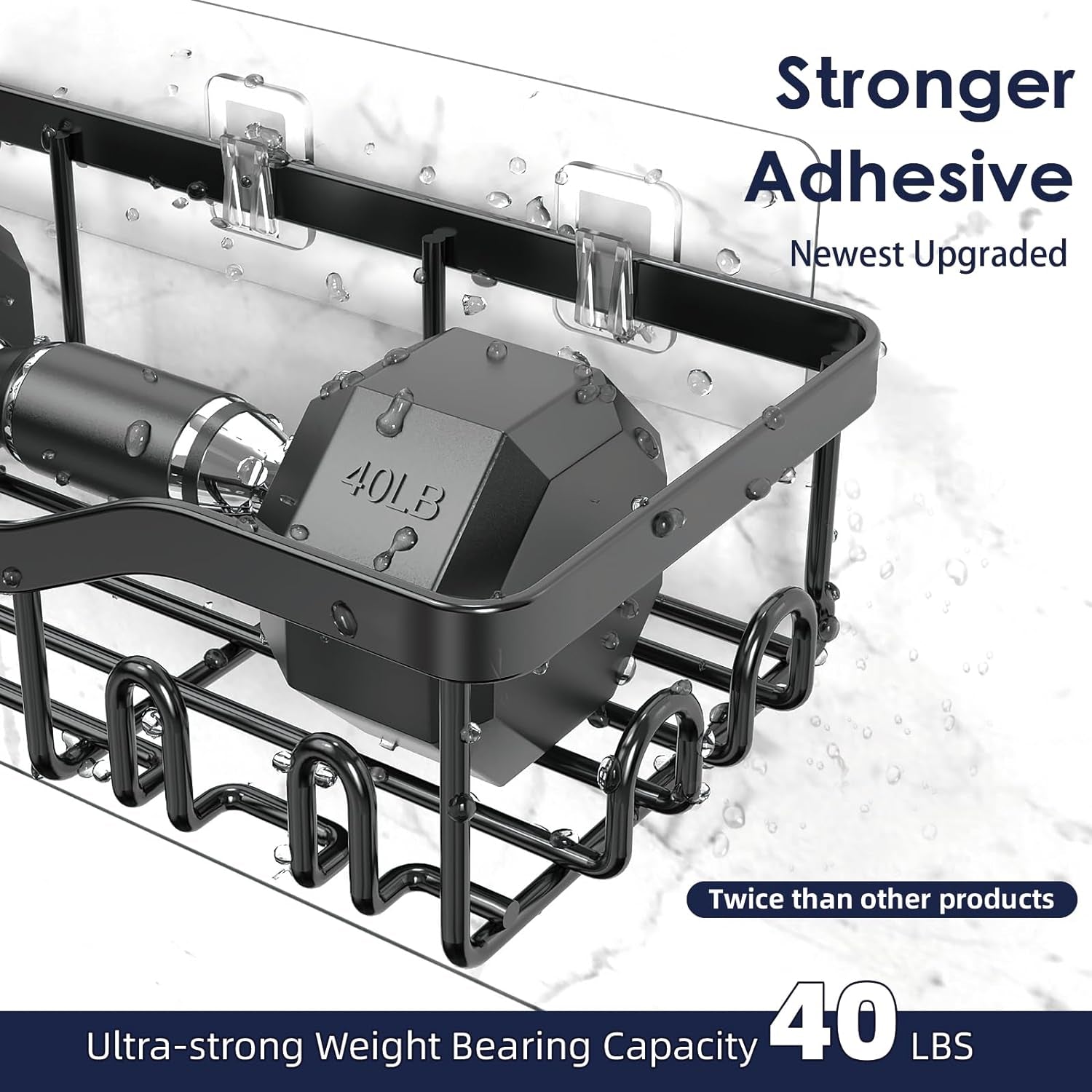 Shower Caddy Bathroom Shower Organizer Adhesive Shower Shelves with Soap Holder, Shower Shelf for inside Shower Storage Rack with Rustproof Stainless Steel for Home Organization, 2 Pack Large