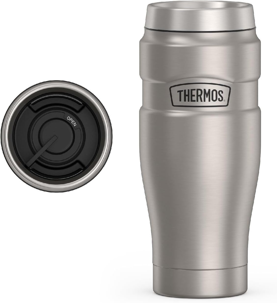 Stainless King Vacuum-Insulated Travel Tumbler, 16 Ounce, Matte Steel