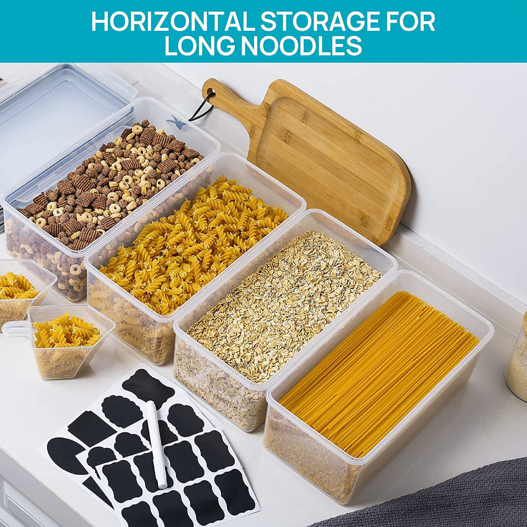 4PCS Set 3.2L Airtight Food Storage Containers with Lids, Plastic Spaghetti Container for Pasta, BPA Free Air Tight House Kitchen Pantry Organization