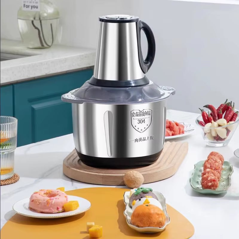Meat Grinder Household Electric Stainless Steel Automatic Large Capacity High-Power Cutting Food Processor Chopper