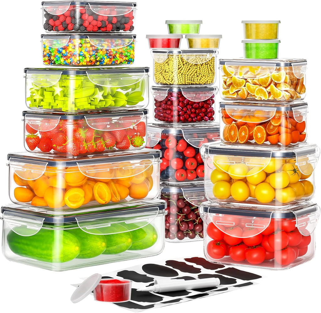 40 PCS Food Storage Containers with Lids Airtight, Plastic Storage Meal Prep Container-Stackable 100% Leakproof & Microwave Safe Organization and Storage Sets, Lunch Containers