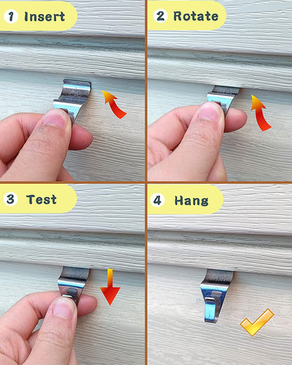 Vinyl Siding Hooks Hanger (10 Pack) | Vinyl Siding Hooks for Hanging Outdoor Deck Decor, No Drill Vinyl Siding Clips for Hanging outside Home or Holiday Decor (Sliver)