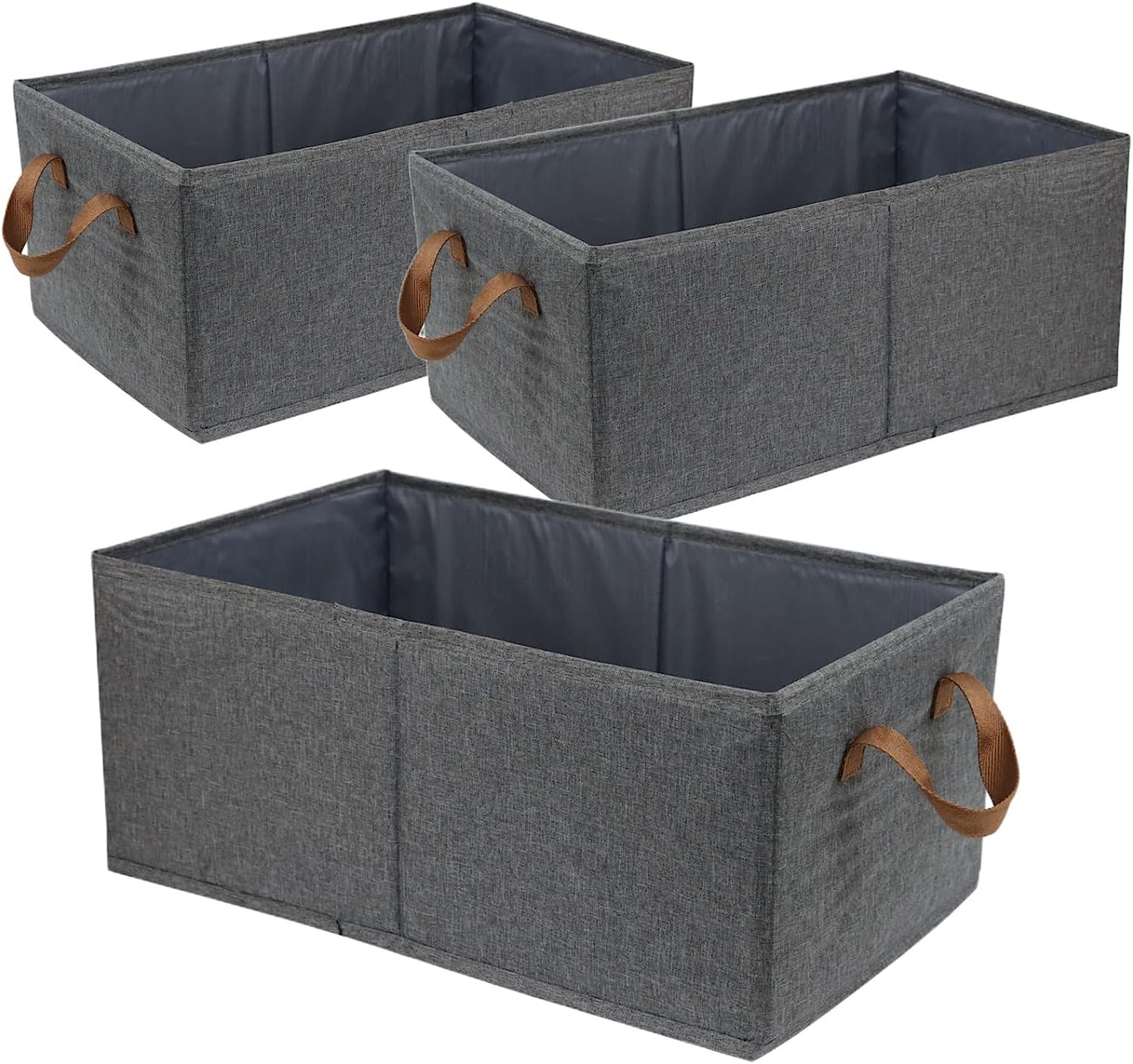 Pack of 3 Large Capacity Storage Bins Closet Organizer System, Sturdy Foldable Storage Boxes for Organizing Clothing, Sheets, Toys, Books - Shelf Organizer Shelves Basket Storage Bin