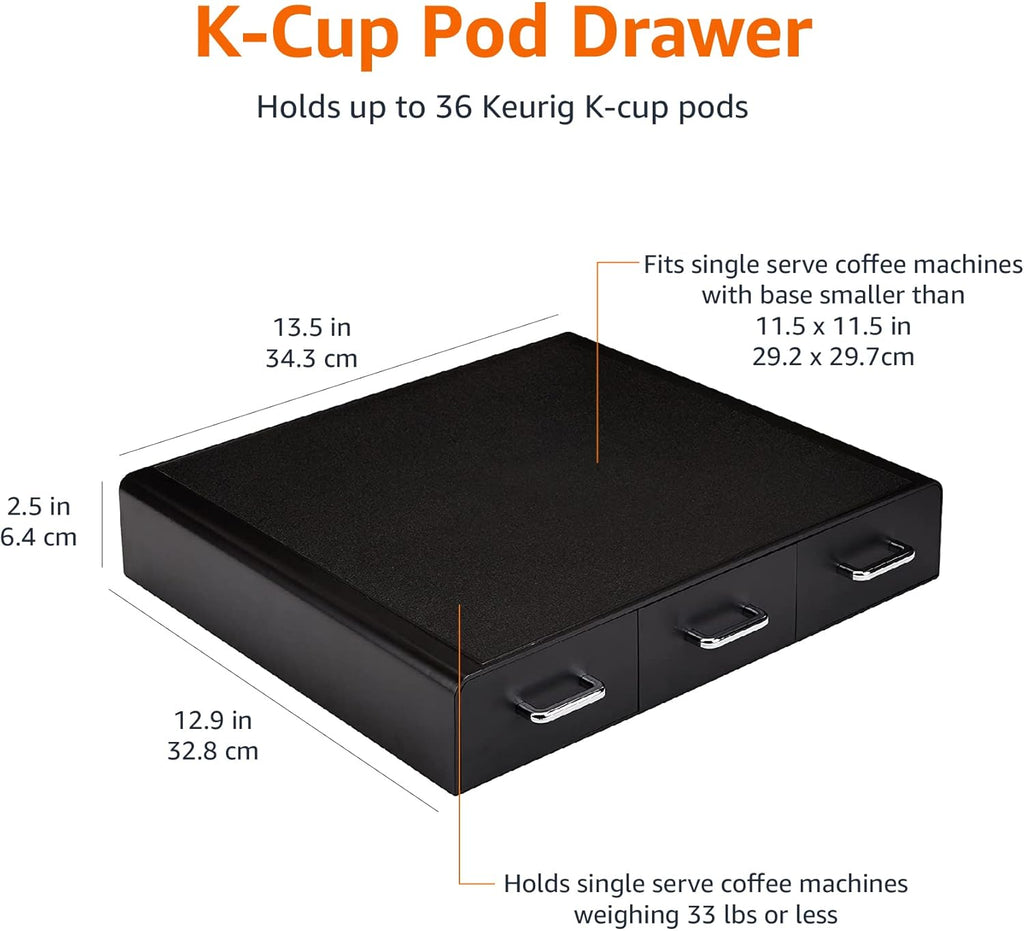 Coffee Pod Storage Drawer for K-Cup Pods, 36 Pod Capacity, Black
